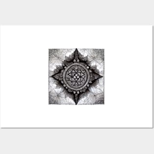 Mandala Metatron black and white Posters and Art